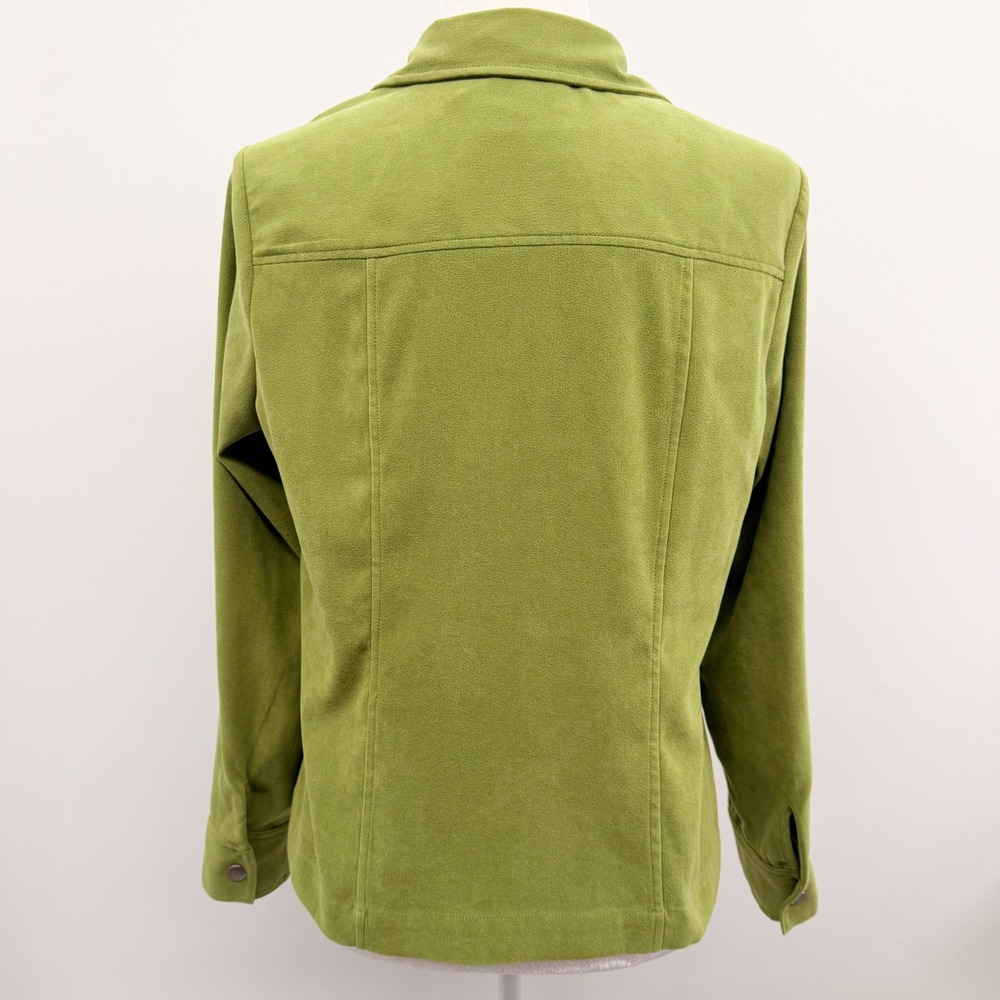 Vintage 90s Faux Suede Snap Front Shacket in Moss Green Size Small - Picture 3 of 7